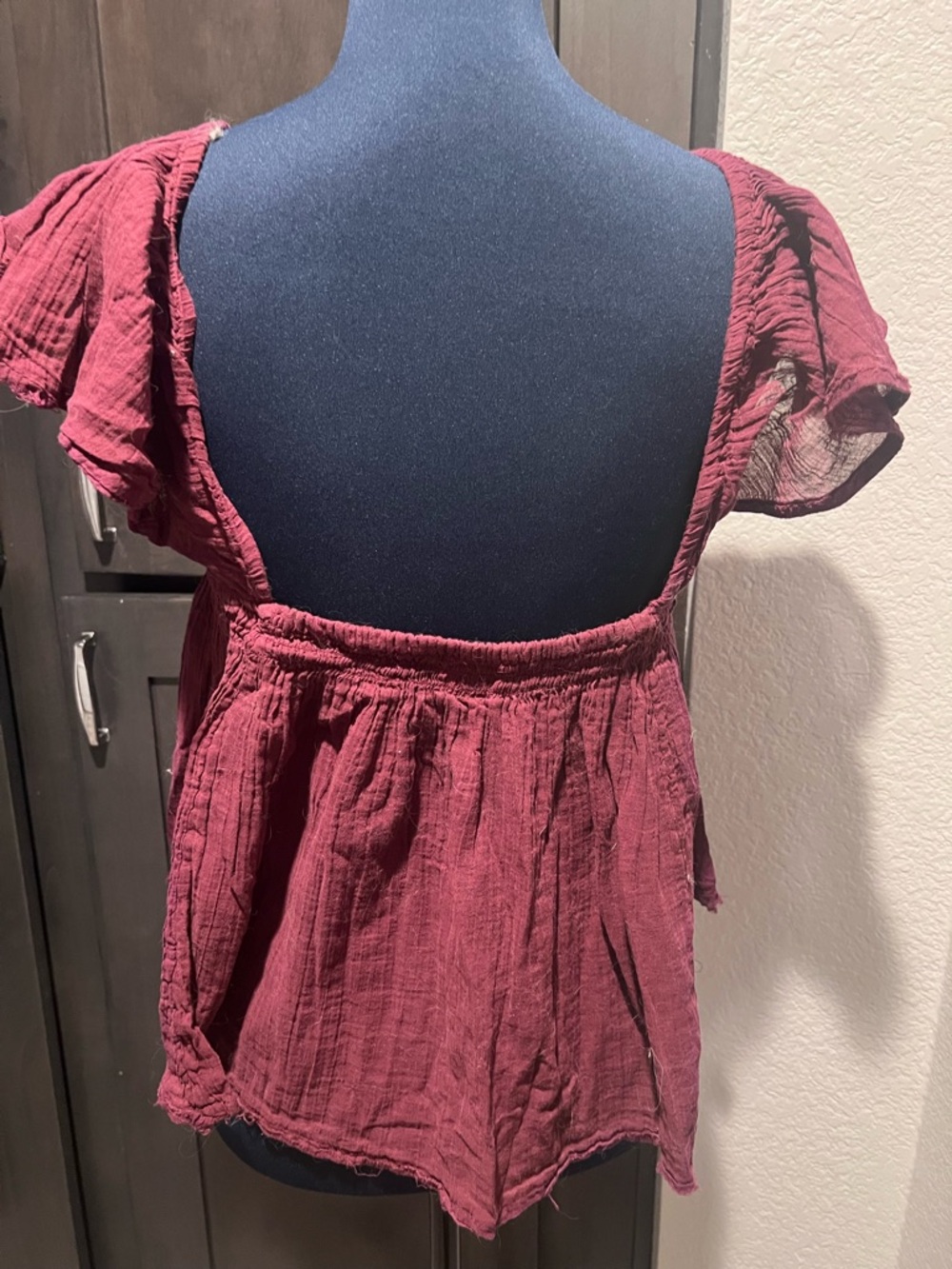 Free People Sheer Plum Flutter Sleeve Top - Picture 5 of 5